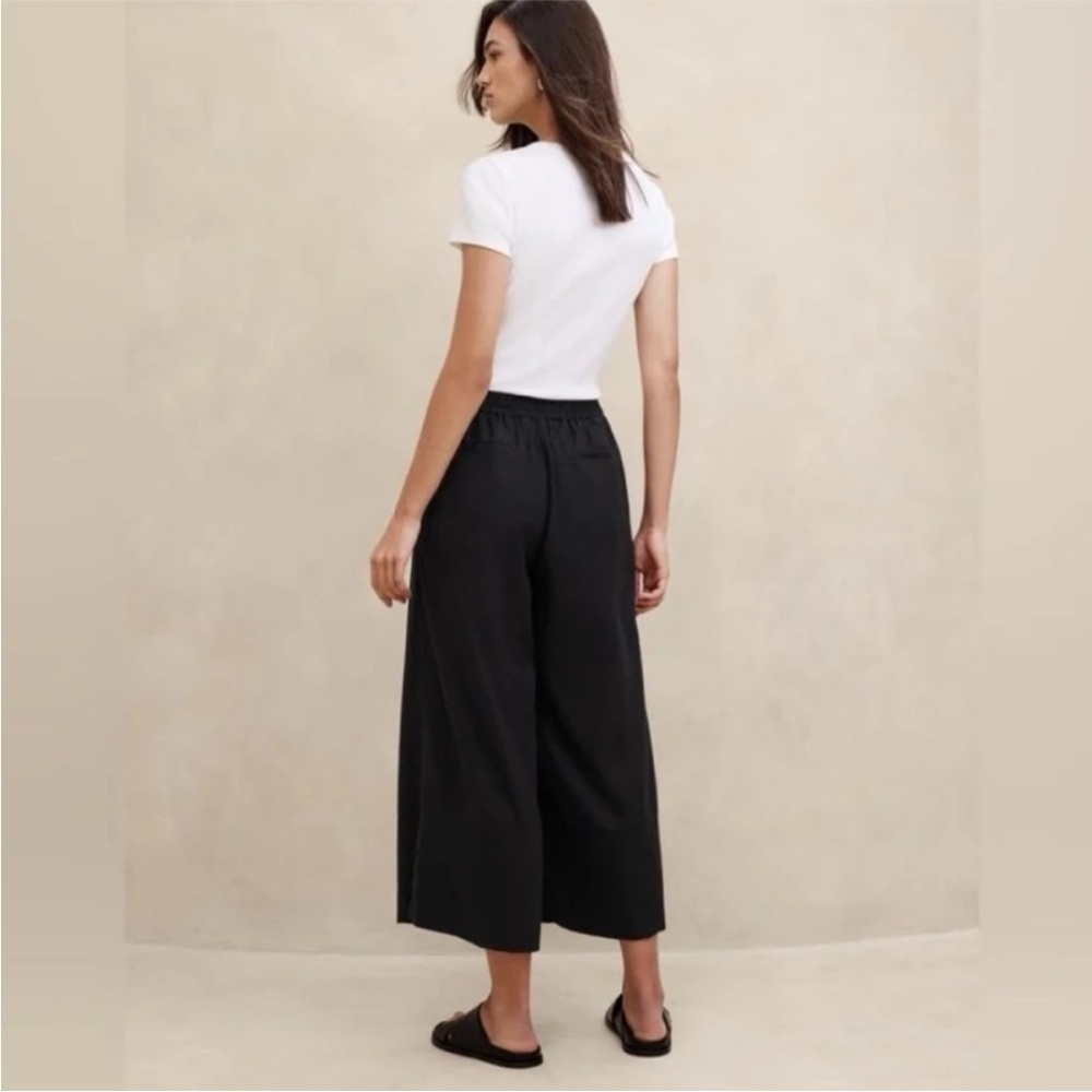 NEW! Banana Republic Black Linen-Blend Pull-On Wide-Leg Cropped Pant 🩷 #851726 - Picture 2 of 2